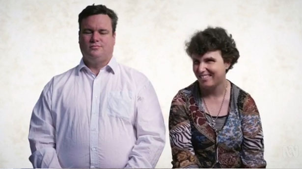 Photo caption: husband and wife Vaughn Bennison and Emma Bennison on You Can't Ask That. Credit: ABC.
